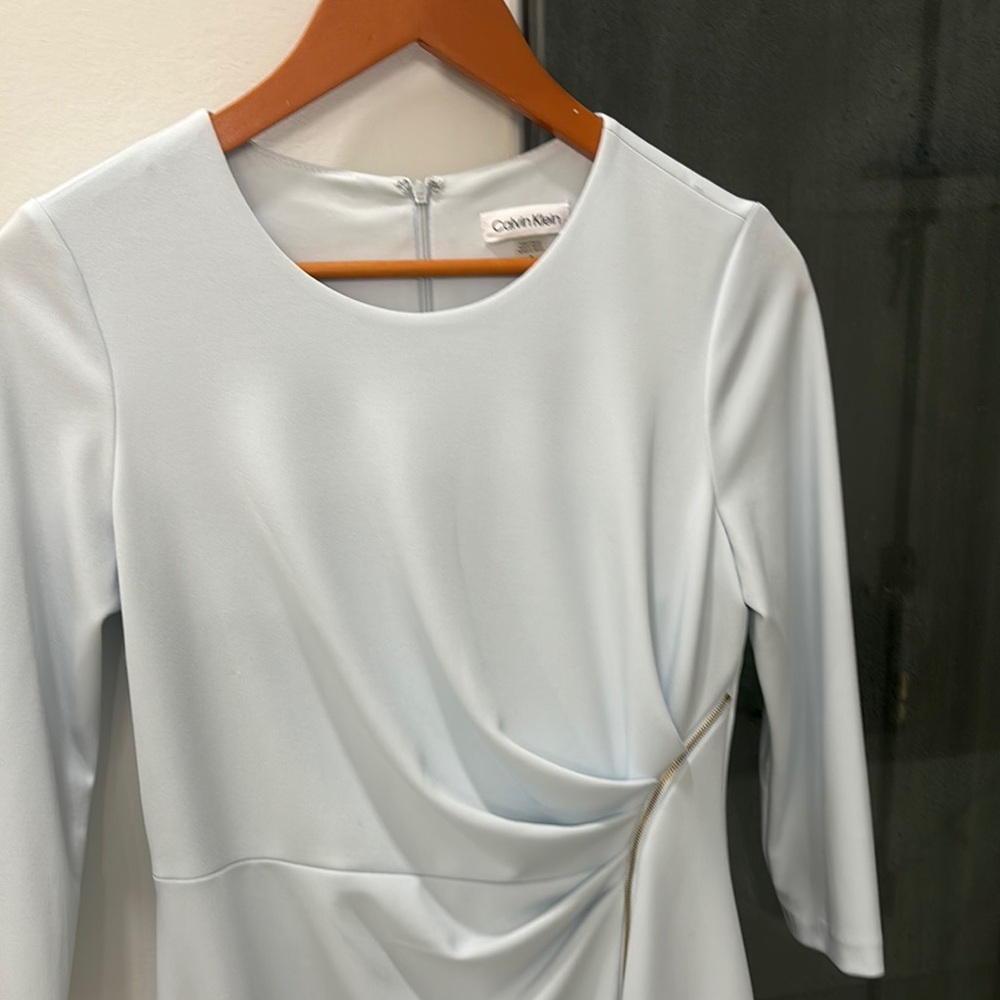 Calvin Klein White Long Sleeve Sheath Dress